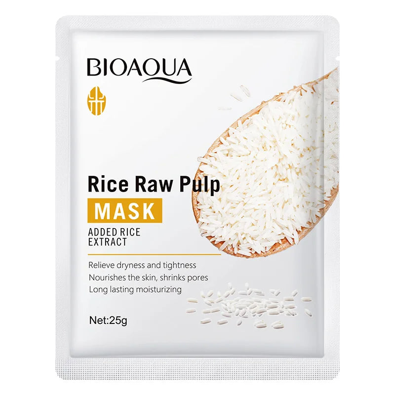 10pcs BIOAQUA Rice Raw Pulp Facial Masks skincare Moisturizing Firming Hydrating Face Mask Sheets Mask Korean Skin Care