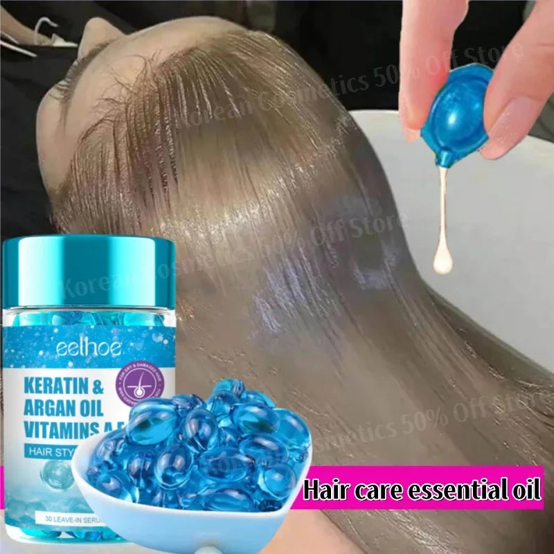 Magic Hair Vitamin Capsule Ulei de cheratină Restaurare rapidă Păr Moale Neted Strălucitor Hidratant Profunzime Încrețit Uscat Scalp Produse de îngrijire a părului