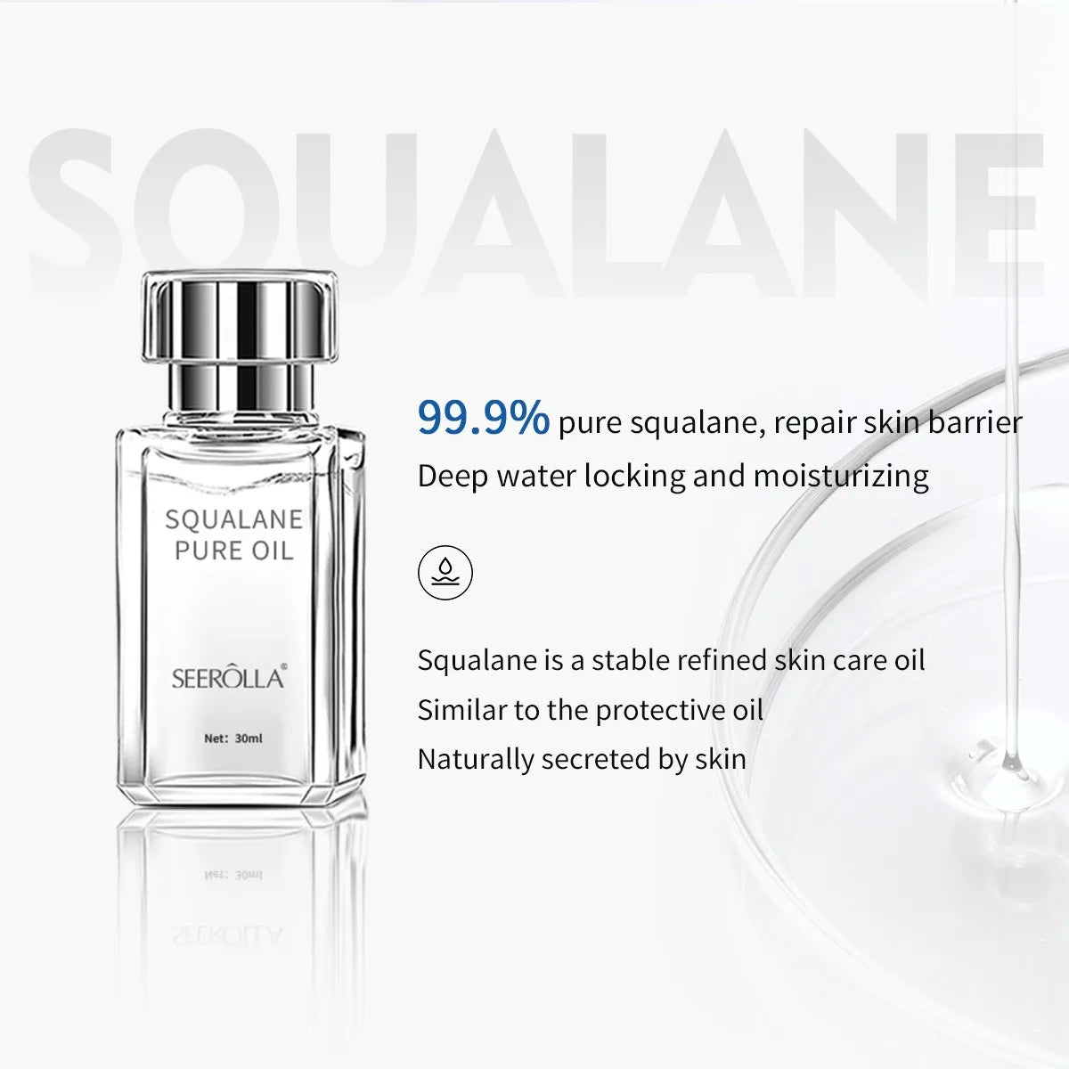 Rose Squalane Facial Essential Oil Vegetable Essential Oils Facial Wrinkles Anti-Ageing Hydrating Moisturising Facial Skin Care